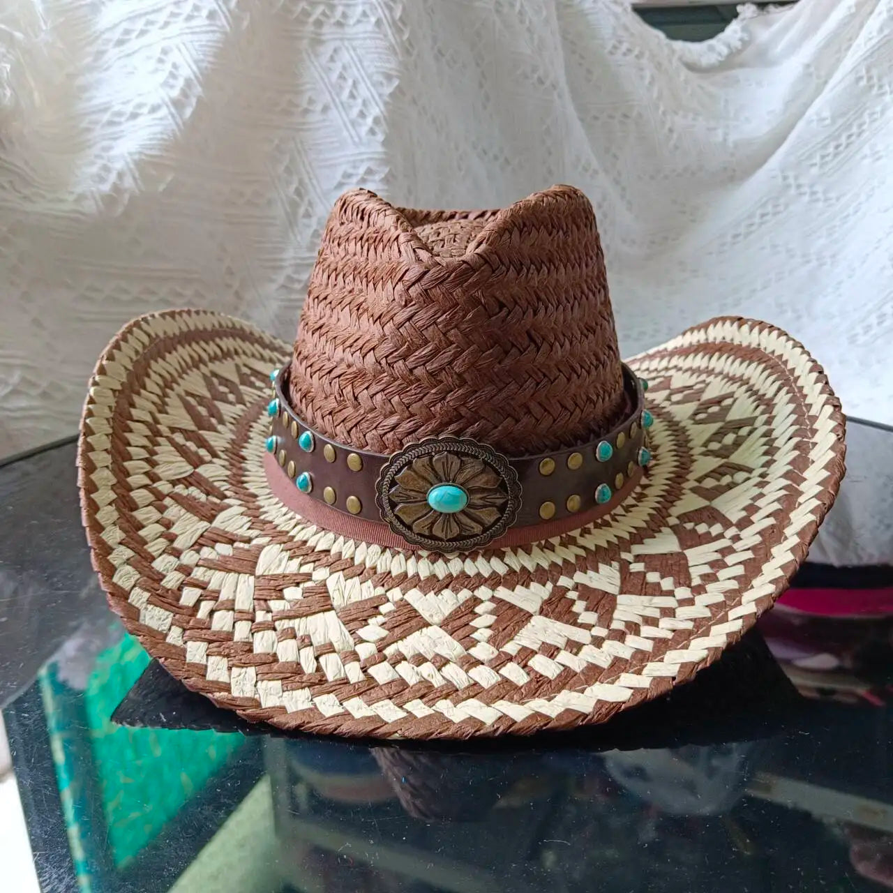 hats straw cowgirl western hat  mexican hat  retro curling hat western cowboy hat outdoor riding hat travel sports hat