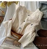 New Autumn Winter Solid Color O-Neck Twist Cable Cardigan Sweater Tops Women's Clothing