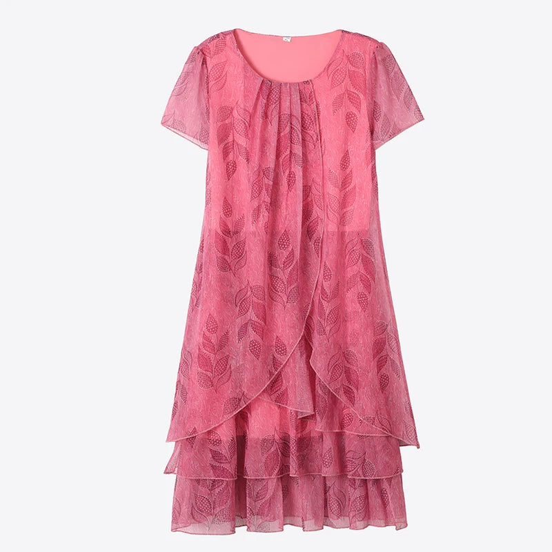 Summer  Dress NEW Casual Short Sleeve O-Neck Floral Print Dresses Elegant Party Dress  5XL Women Clothing