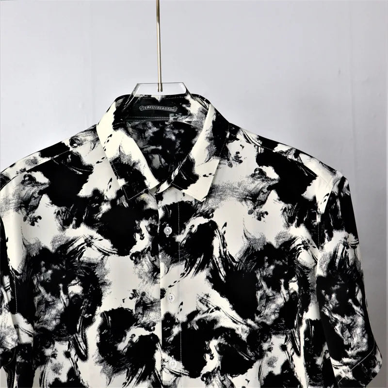 C1061S2392 BB Short-Sleeved Shirt Black Plus Size Casual Summer Fashion
