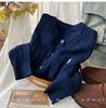 New Autumn Winter Solid Color O-Neck Twist Cable Cardigan Sweater Tops Women's Clothing