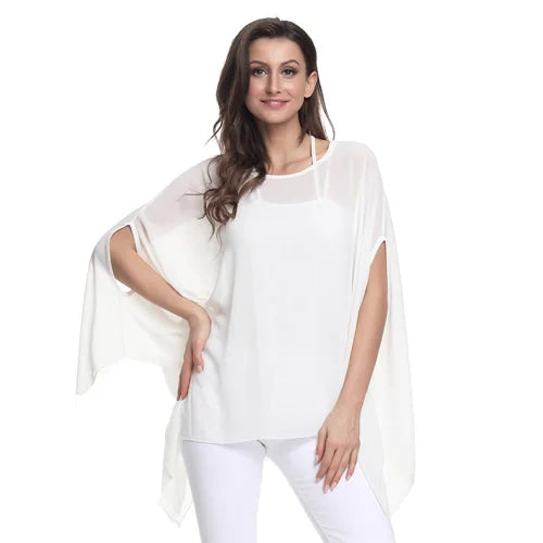 BHflutter Blusas Mujer de Moda 2018 Blouse Women Shirt Batwing Sleeve Casual Summer Tops Tees Solid Chiffon Blouses Plus Size