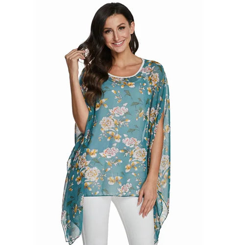 BHflutter Blusas Mujer de Moda 2018 Blouse Women Shirt Batwing Sleeve Casual Summer Tops Tees Solid Chiffon Blouses Plus Size