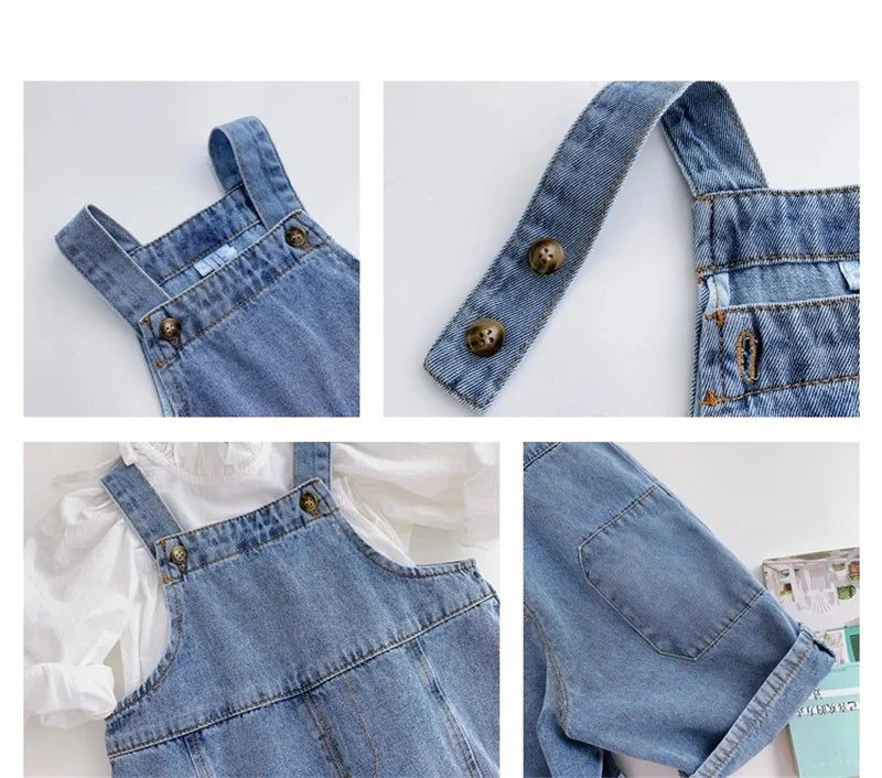 2025 Autumn New Children Loose Overalls Baby boys girls casual Jean Jumpsuit Solid Outwear Cloth 1-7Y Kids high qualit bib pants