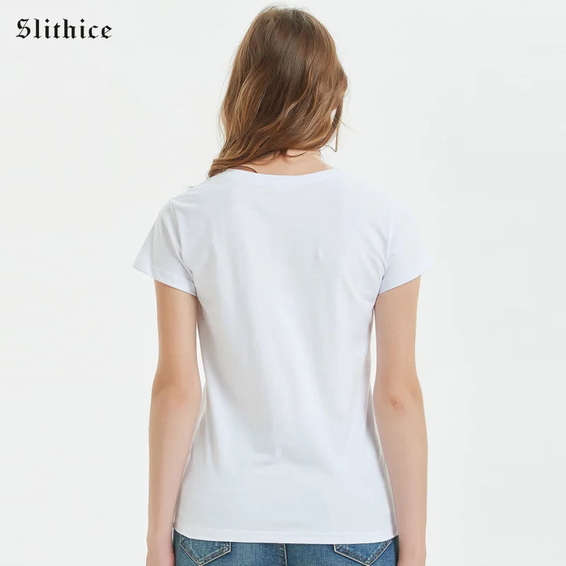 Fashion Spanish Women T-shirts camiseta de mujer Short sleeve tops Casual Cotton woman tshirt tee black white