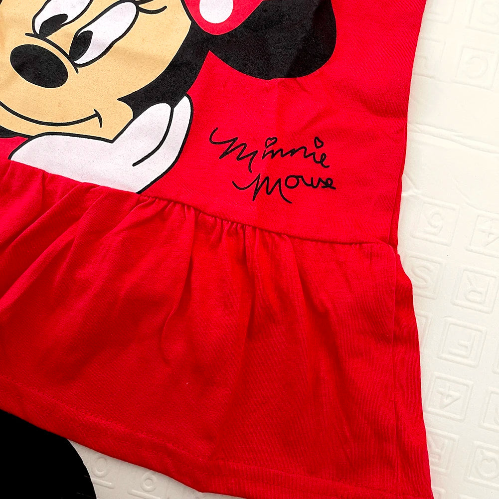 New Fashion Baby Girls Dress Summer Dress Cartoon Cotton Red Minnie Dress Princess Dress Children's Girl Clothing 1-6Years