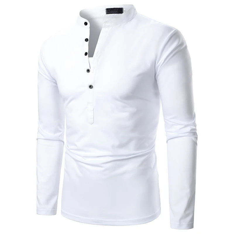 Men T-shirt Men Shirt Long Sleeve T-shirt Solid Color Tops New Clothing  Autumn Streetwear Casual Fashion Men T-shirt