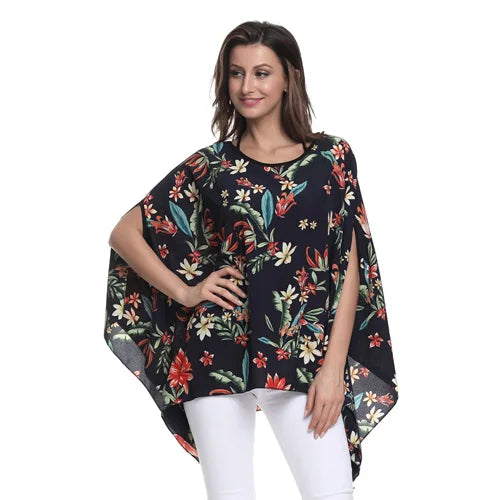 BHflutter Blusas Mujer de Moda 2018 Blouse Women Shirt Batwing Sleeve Casual Summer Tops Tees Solid Chiffon Blouses Plus Size