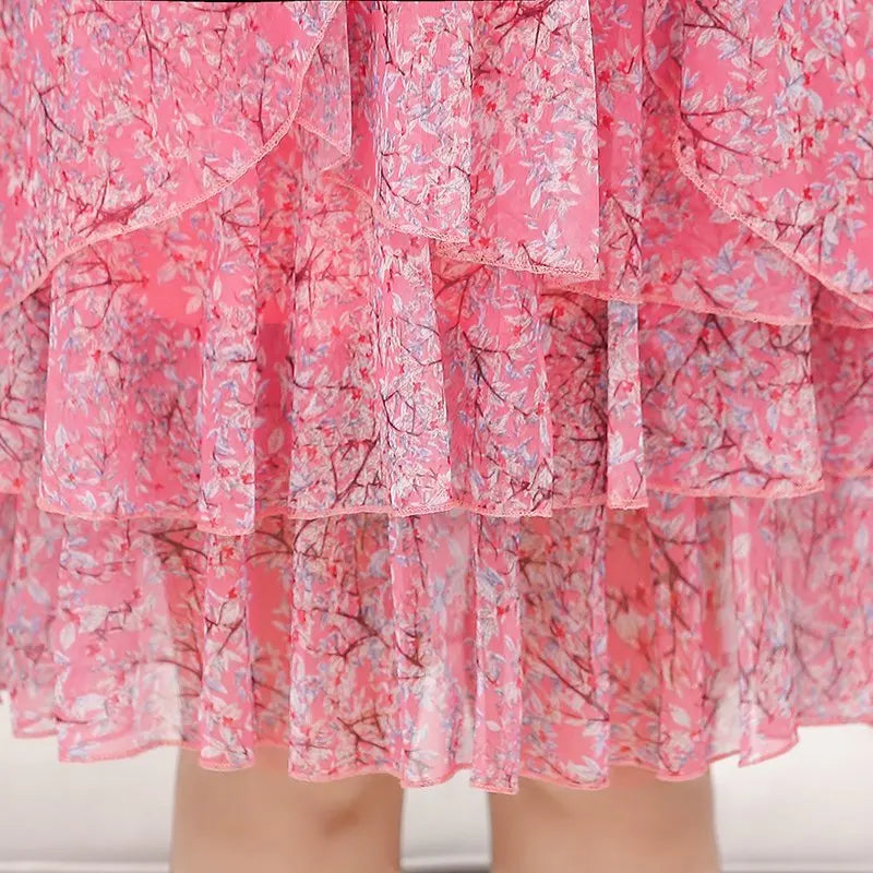 Summer  Dress NEW Casual Short Sleeve O-Neck Floral Print Dresses Elegant Party Dress  5XL Women Clothing
