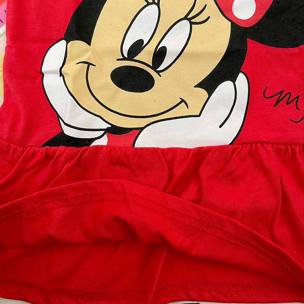 New Fashion Baby Girls Dress Summer Dress Cartoon Cotton Red Minnie Dress Princess Dress Children's Girl Clothing 1-6Years