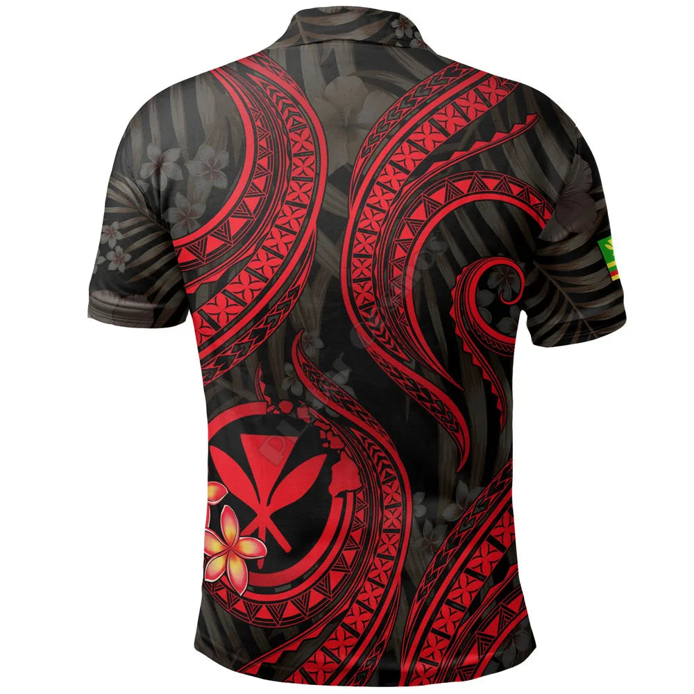Polynesian Hawaii Polo Shirts Humpback Whale with Tropical Flowers 3D Printed Polo Shirt Men Women Short Sleeve Summer T-shirt