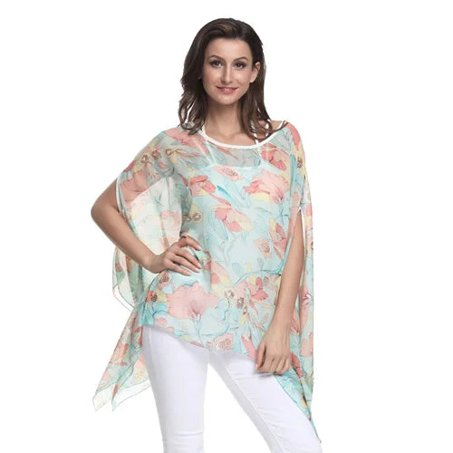 BHflutter Blusas Mujer de Moda 2018 Blouse Women Shirt Batwing Sleeve Casual Summer Tops Tees Solid Chiffon Blouses Plus Size