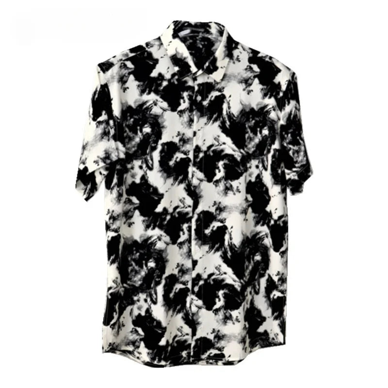 C1061S2392 BB Short-Sleeved Shirt Black Plus Size Casual Summer Fashion