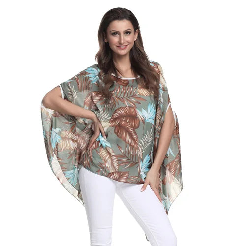 BHflutter Blusas Mujer de Moda 2018 Blouse Women Shirt Batwing Sleeve Casual Summer Tops Tees Solid Chiffon Blouses Plus Size