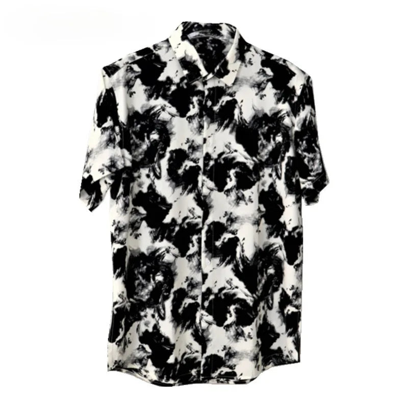 C1061S2392 BB Short-Sleeved Shirt Black Plus Size Casual Summer Fashion