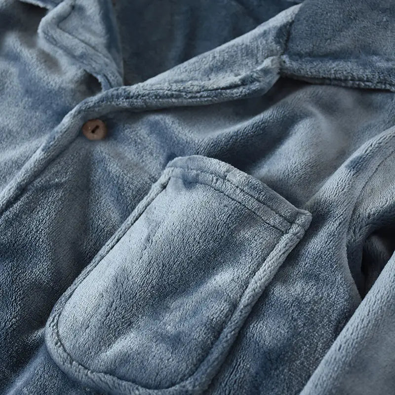 Men'Pajamas Warm Sleepwear Men Flannel Winter Thick Pajama Male Thick Long Sleeve Pijama Casual Pyjamas Fleece Sleep