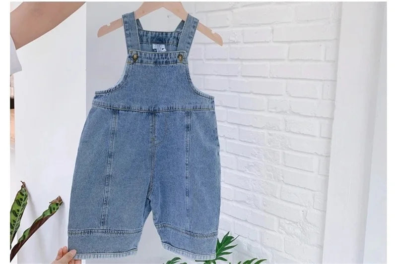 2025 Autumn New Children Loose Overalls Baby boys girls casual Jean Jumpsuit Solid Outwear Cloth 1-7Y Kids high qualit bib pants