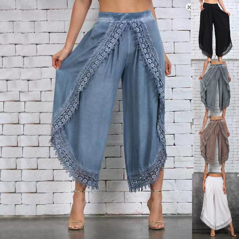Women Fashion Pants Loose  Harem Sports Long Pant Lace Beach Light women's clothing Summer Trousers