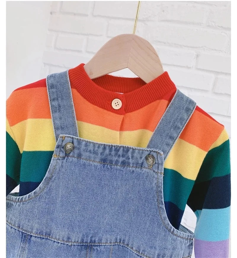 2025 Autumn New Children Loose Overalls Baby boys girls casual Jean Jumpsuit Solid Outwear Cloth 1-7Y Kids high qualit bib pants