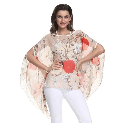 BHflutter Blusas Mujer de Moda 2018 Blouse Women Shirt Batwing Sleeve Casual Summer Tops Tees Solid Chiffon Blouses Plus Size