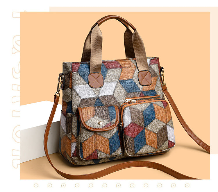Women's Handbag Women's Shoulder Bag Fashion Purse Vintage Leather Bag Large Capacity Handbag Inclined Shoulder Bag Mom's Bag