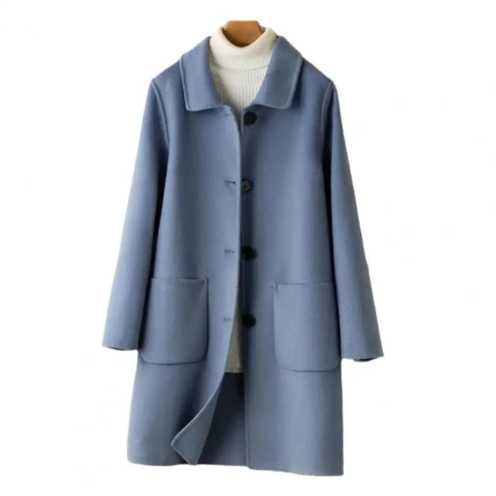 2024 women woolen coat Autumn Winter Women Solid Color Jackets Woolen Blends Coats Female Korean Elegant Retro Apricot Outerwear