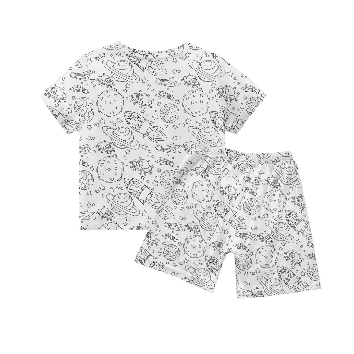 Children's Pajama Party DIY Graffiti Simple Drawing Home Clothes Colorable Two Piece Pajama Set Kids DIY Coloring Clothing