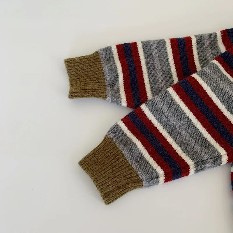 Kids Knitted Sweater 2025 Autumn Winter Wool Sweaters for Boys Striped Girls Pullovers Warm Children Cardigans Toddler Clothing