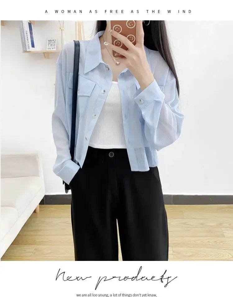 Summer Loose Chiffon Sunscreen Clothes for Women in Summer 2025 New Thin Casual Versatile Long-sleeved Cardigan Short Jacket