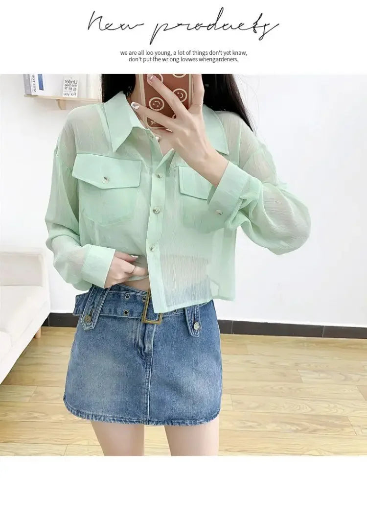 Summer Loose Chiffon Sunscreen Clothes for Women in Summer 2025 New Thin Casual Versatile Long-sleeved Cardigan Short Jacket