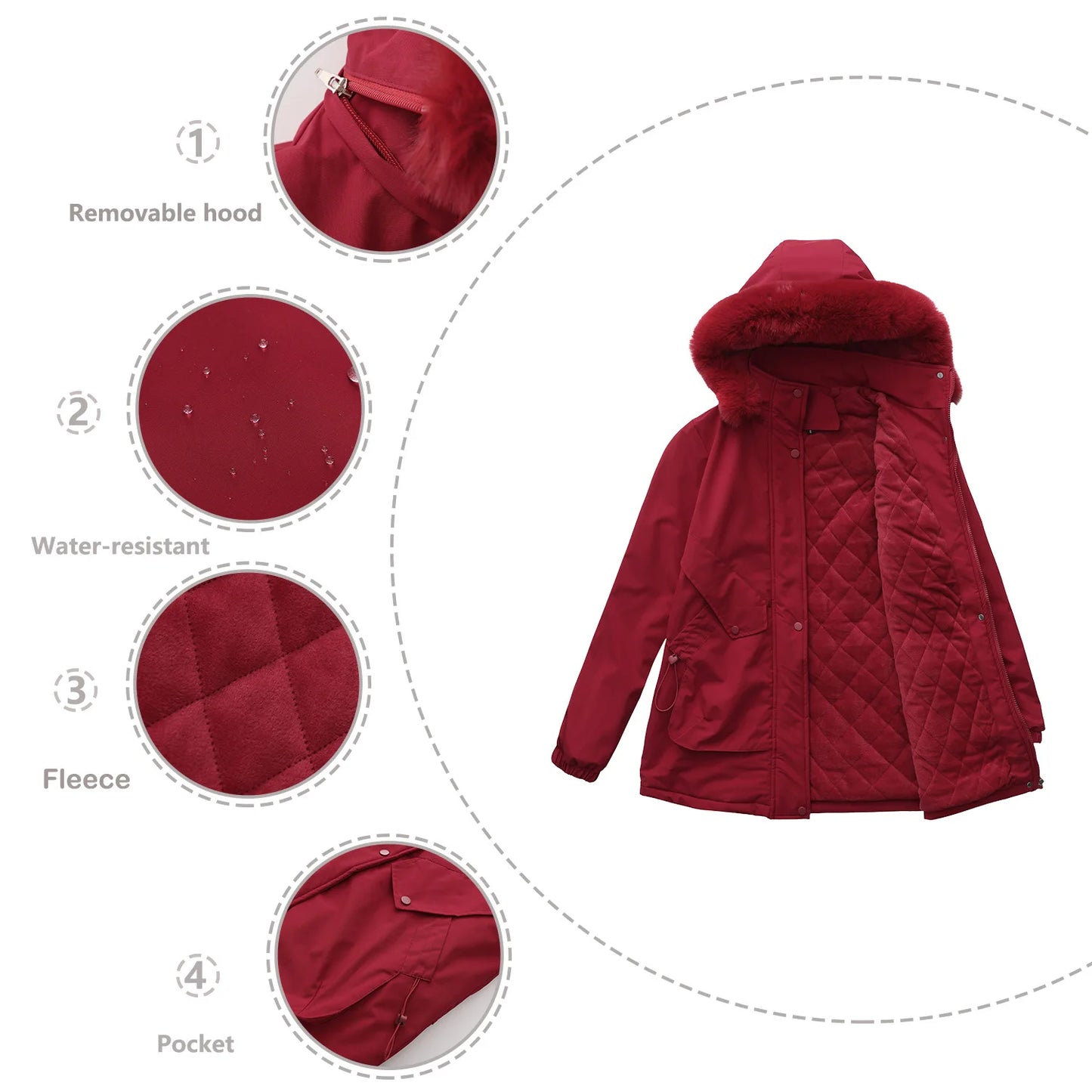 Cotton Coat Women 2025 Winter Mid-length Parka Plus Velvet Korean Style Large Fur Collar Plus Velvet Coat