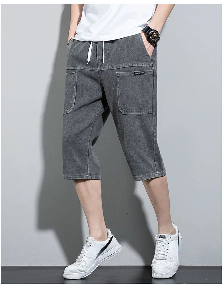 new Mens Summer Denim Short Men Jeans Fashion Streetwear Hip Hop Long 3/4 Capri Cargo Shorts bermuda masculina ropa hombre