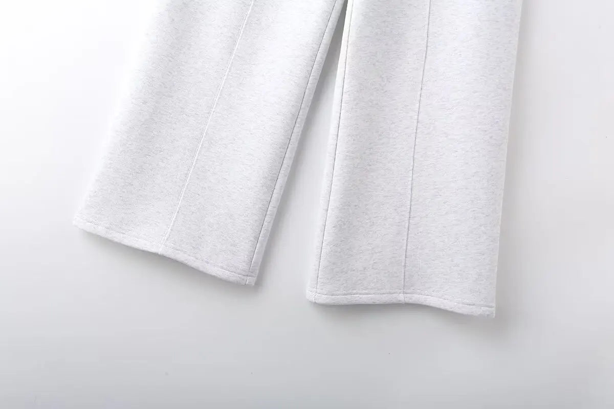 TRAFZR Cotton Zipper Cardigan Sets To Woman 2024 Tracksuit Suits Baggy Pants Sportswear Women Sweater 2 Piece Set Women Outfits
