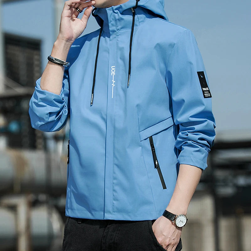 Men Hooded Jacket Autumn Thin Breathable Fashion Casual Coat Long Sleeve Outwear Sportswear Mens Streetwear Windbreaker Top