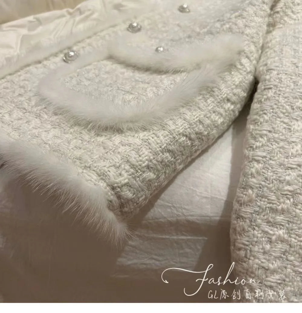 Women Coats Round Neck Full Sleeve Lamb Wool Jackets Single Breasted Slim Fit Thick Coat Open Stitch Elegant Outerwear 2024