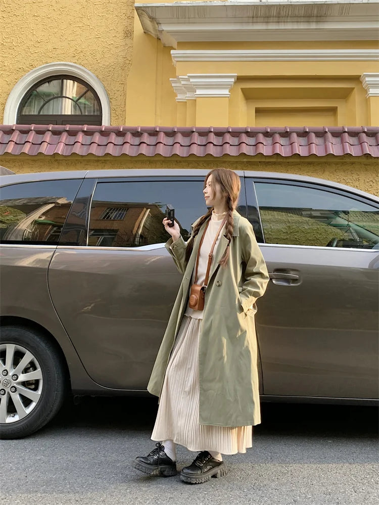 2025 Women's Coat Plus Size Mid-Length Jacket British Style Fashionable Temperament Spring Autumn Arrival Windbreaker Outerwear