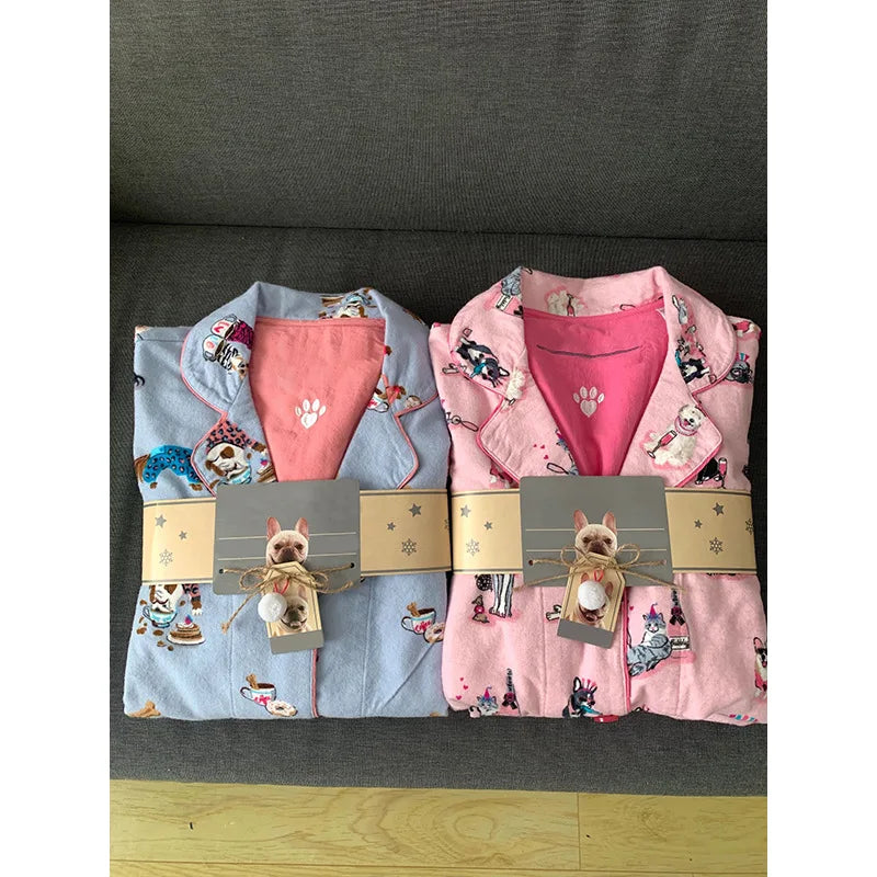 Fashion Cartoon Pijama Mujer Lencerias Cotton Long Sleeve Trouser Suits Sleepwear Loose Casual Home Clothes Loungewear Pyjama