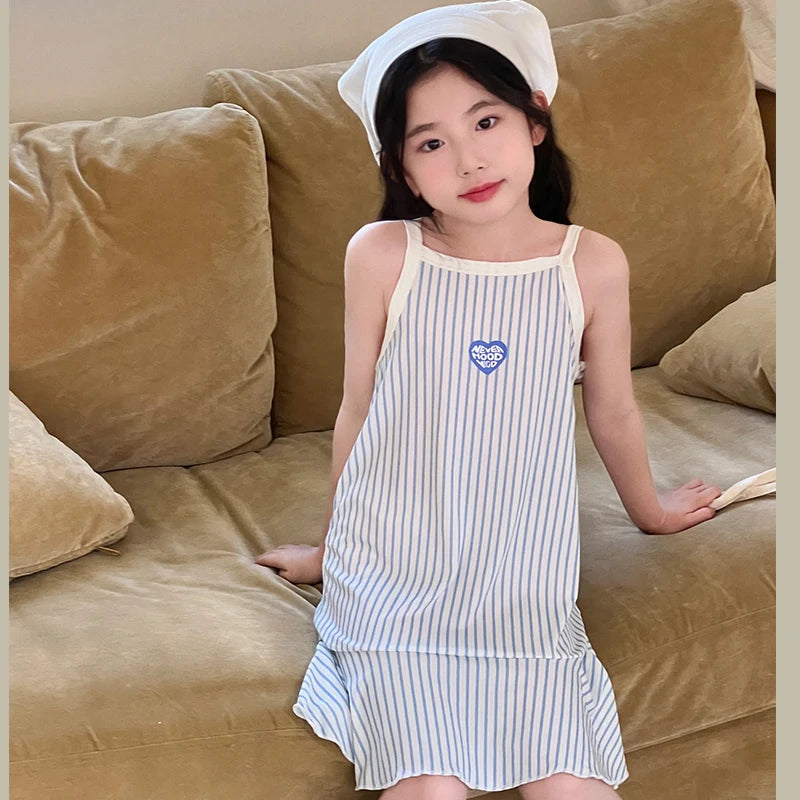 Girls' Summer Cotton Dresses Children's Fashion Dresses Thin Girls' Halter Dresses Children's Flower Dresses Dot Dresses Plaid D
