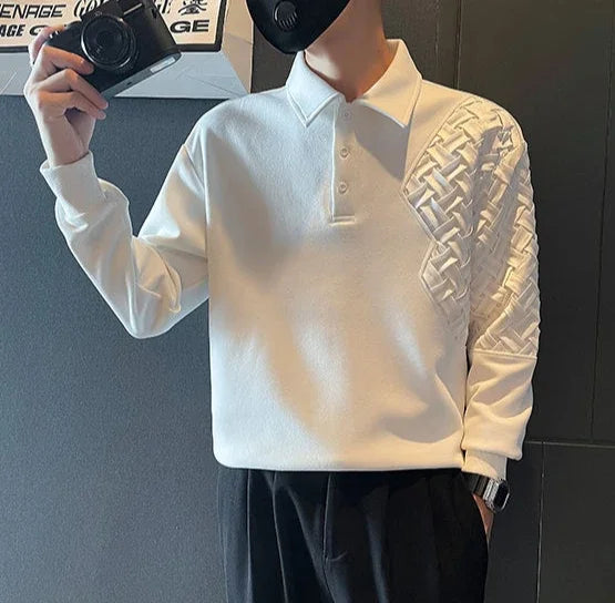 Polo T Shirt for Men 100℅ Cotton Pullovers Unicolor Man Sweatshirt Black Plain Sale Quotes Full Sleeve Designer Korean Autumn Xl