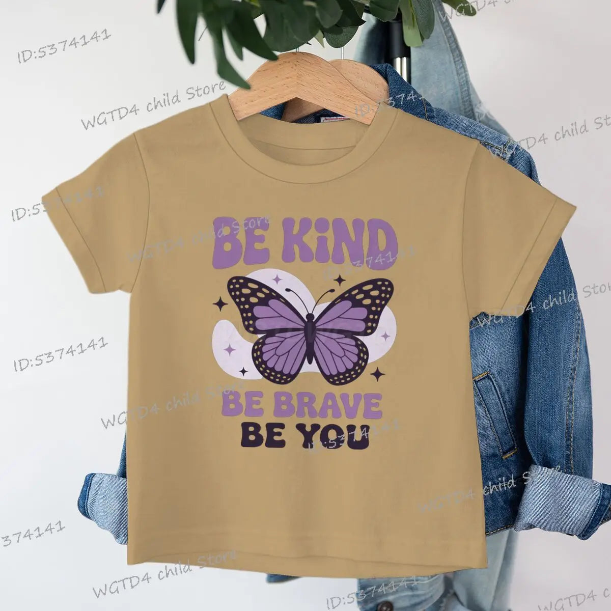 Children's Clothing Be Kind Be Brave Be You T-shirt Kids Retro Little Girl Quotes Graphic Tee Butterfly Lover Soft Cotton Tee