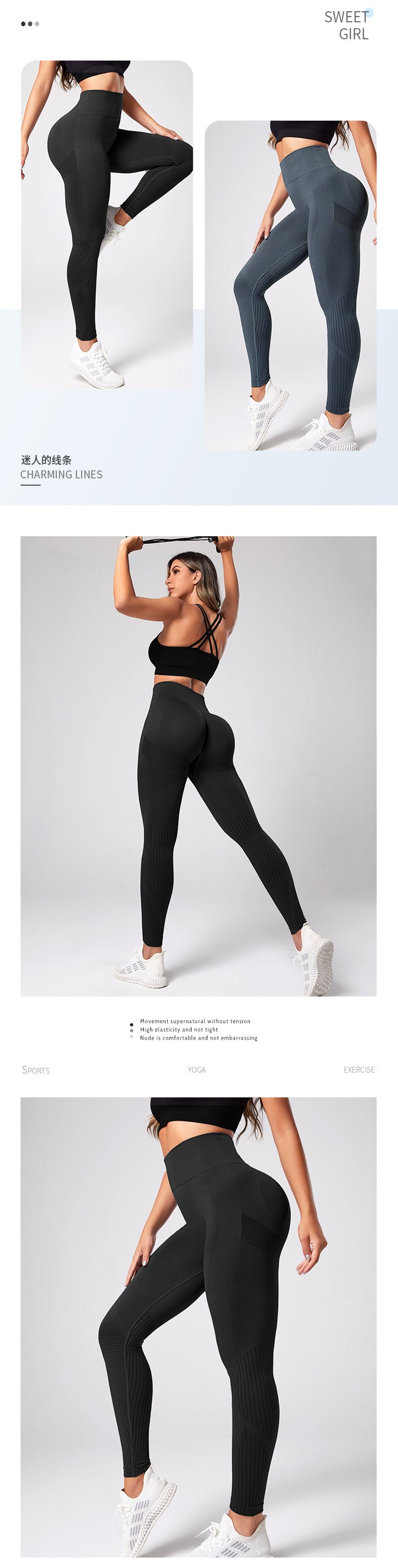 Fashion Women Seamless Yoga Leggings Push Up Sports Leggings Gym Fitness Sport Tight Legging Workout Clothes Knitted Pants