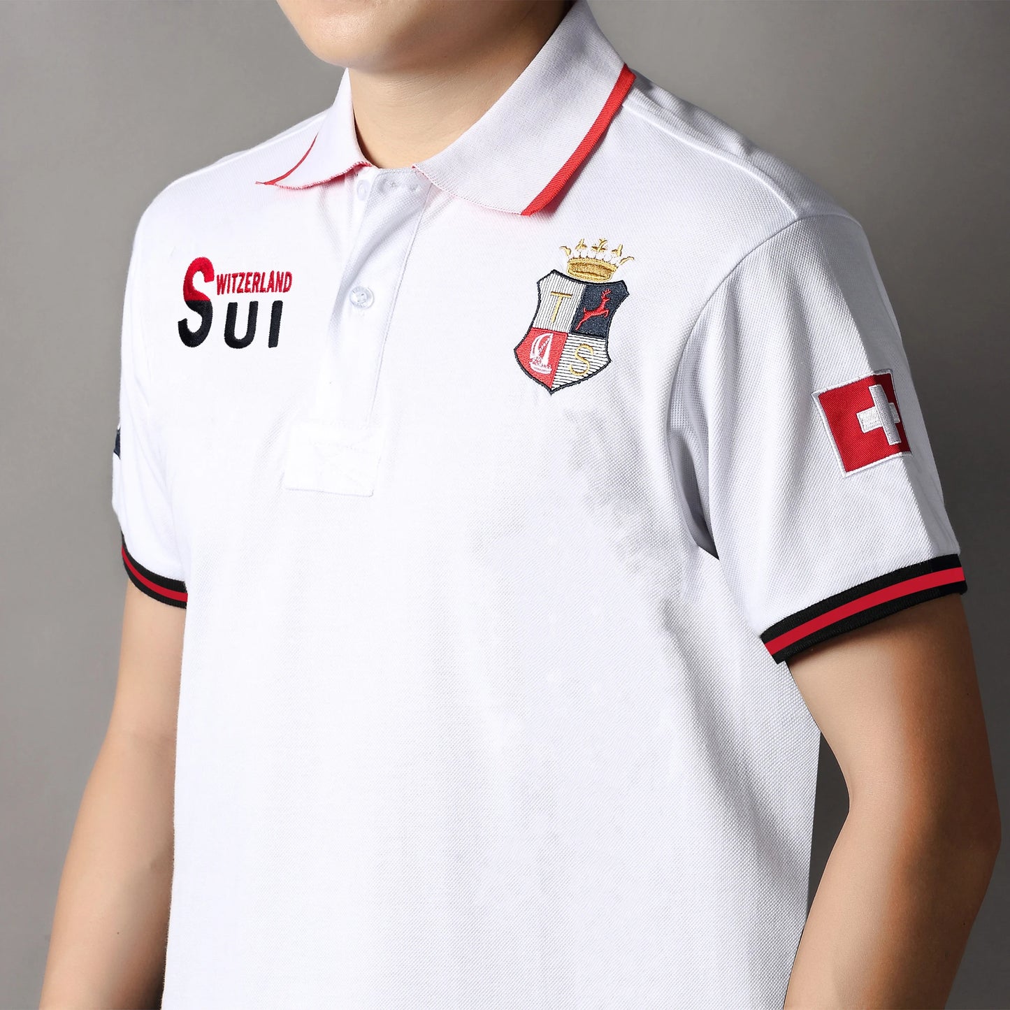 New Swiss polo shirts men short sleeved polo collars fashionable casual sporty high-end pure cotton micro elastic embroidery