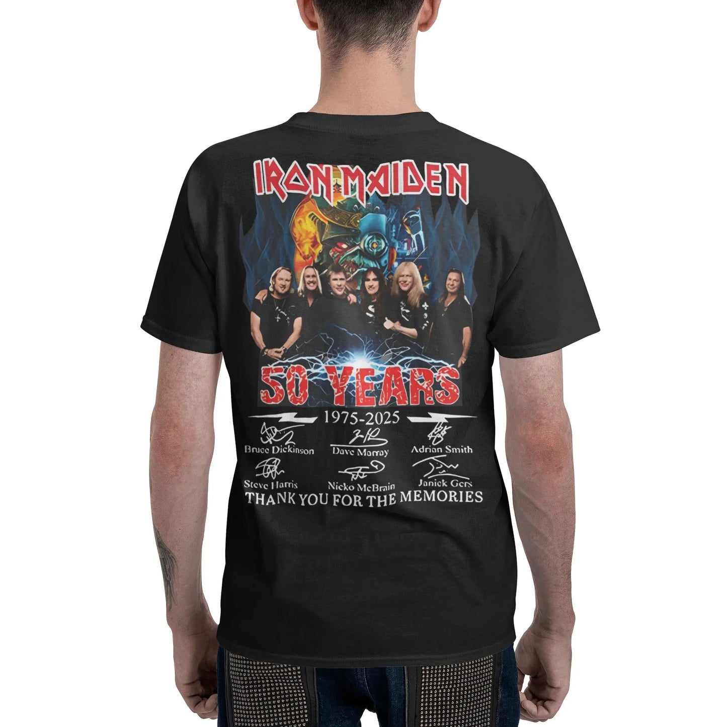 T-Shirt for Men  Vintage 100% Cotton Tees Round Collar Short Sleeve T Shirt Irons band 2025 Maideng 4XL 5XL Clothes