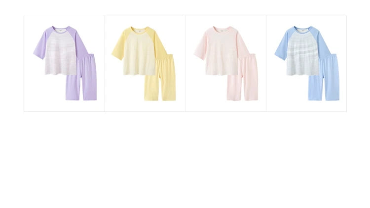 Balabala Pajama Sets Boys GirlsThin 2025 Summer New Air-conditioned Clothing Home Wear for Young and Older Children Parent-Child