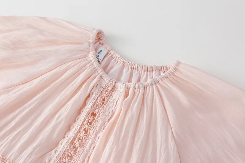 Girls Dress 2025 Spring New Elegant Lace Dress Sweet Girls Long Dress Ruffle Kids Dress For Girls