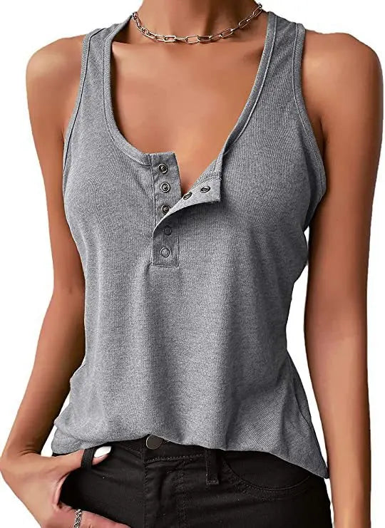 Women's Vest Sexy Inner Wear Ribbed Tank Top New Casual Snap Base Solid Color Sleeveless T-shirts  Basic Top Woman Clothing