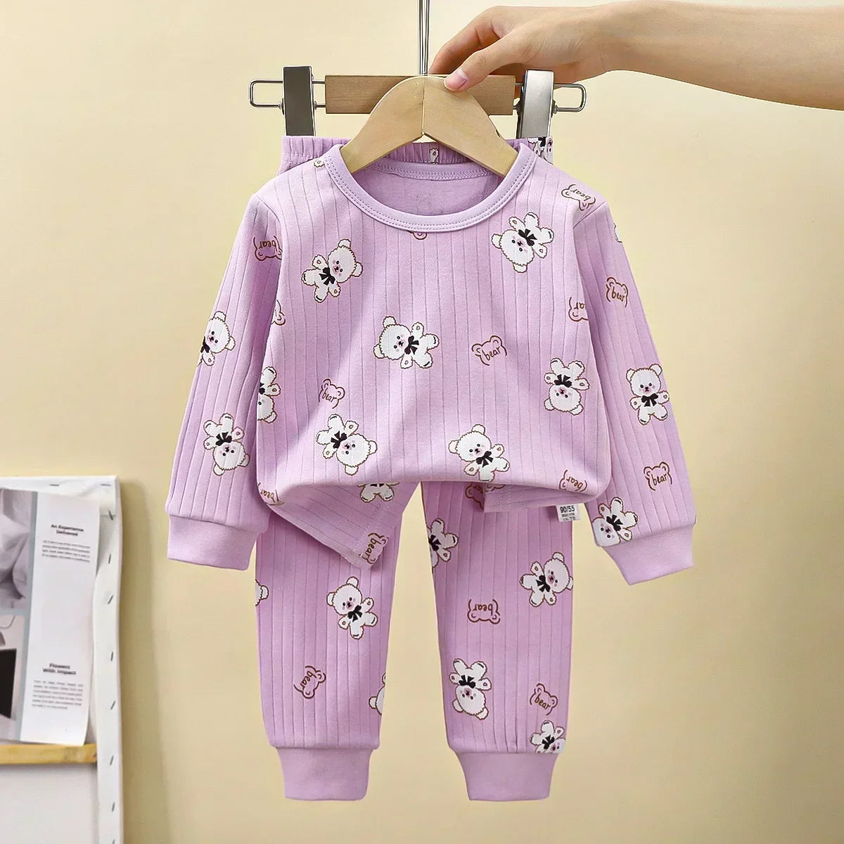 New Kids Pure Cotton Pajamas Boys Girls Cartoon Long Sleeve T-Shirt Tops + Pants Baby Autumn Sleepwear Underwear Clothing Sets