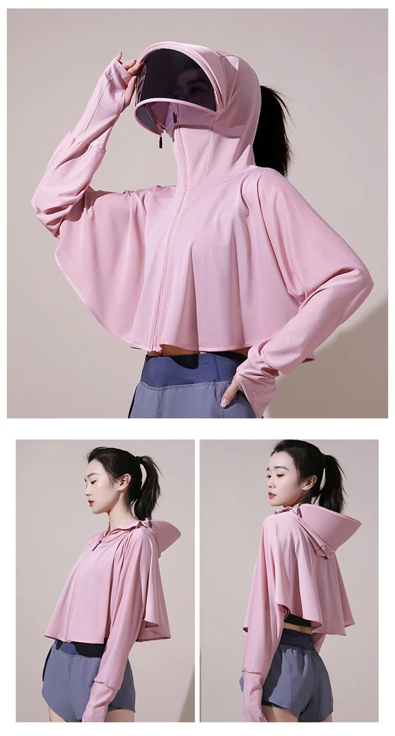 Summer Sun-protective Women's Clothing Breathable Smock Ice Silk Thin UV Protection Ladies Cloak & Cape For Women