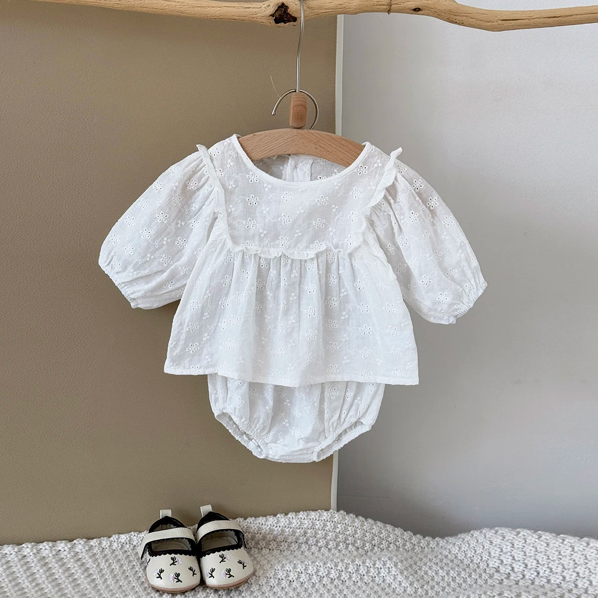 Summer Baby Clothing Sets Flower Embroidered T-shirts+Elasctic Triangle Shorts Kids Casual Clothes Suit 0-3Y
