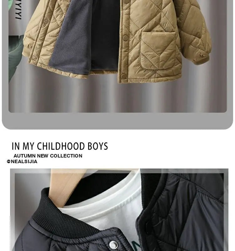 Boys Coat Cotton Jacket Windbreak Outerwear 2024 Elegant Winter Autumn Thicken Warm High Quality Christmas Gift Children's Cloth